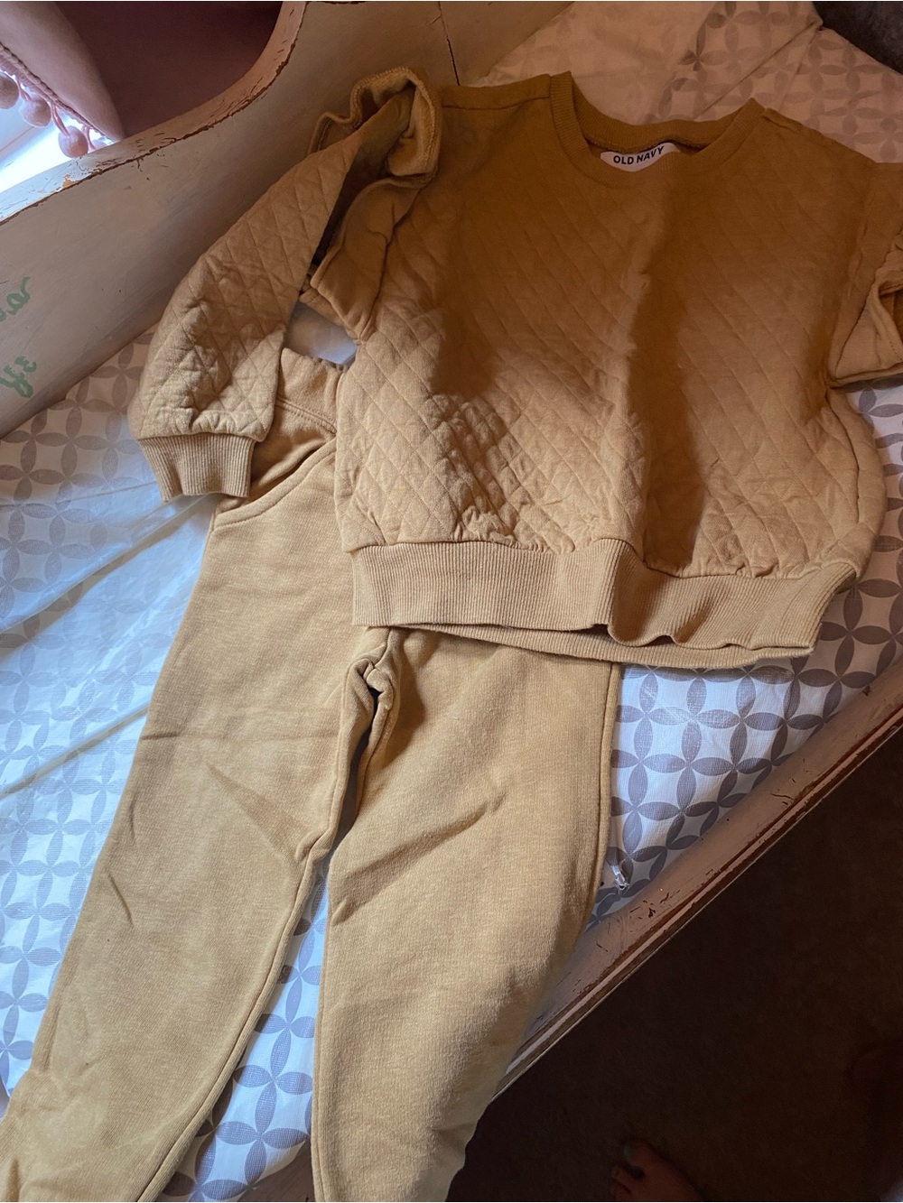 Old Navy Mustard Quilted Sweatshirt and Joggers Set